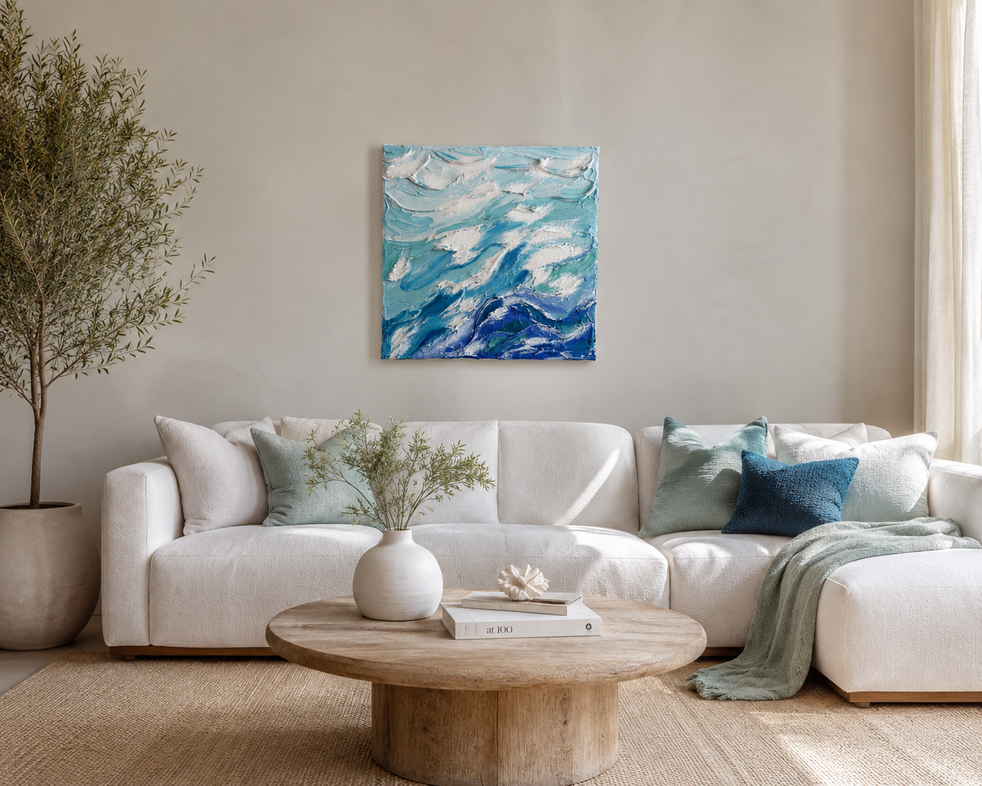 Seafoam Current original painting in an interior space